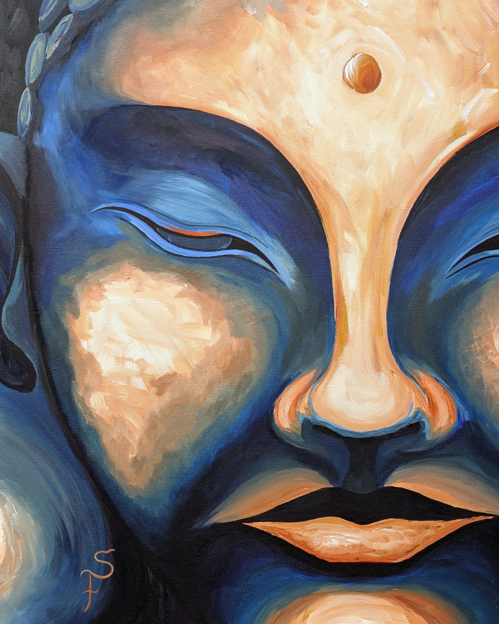 Acrylic on canvas: Cambodian Buddha, Angkor Wat, Cambodia