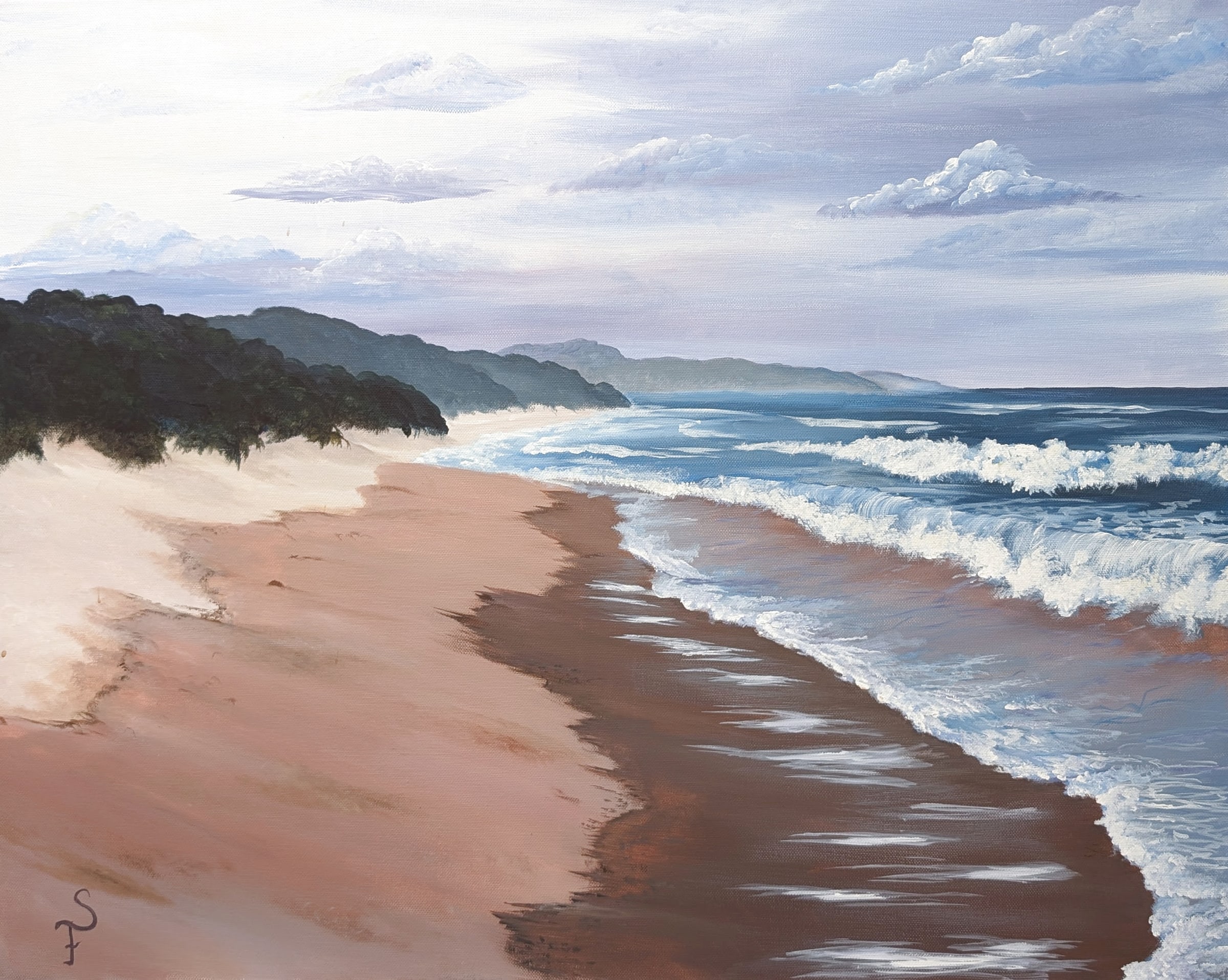 Acrylic on canvas: Durban Beach, Durban, South Africa