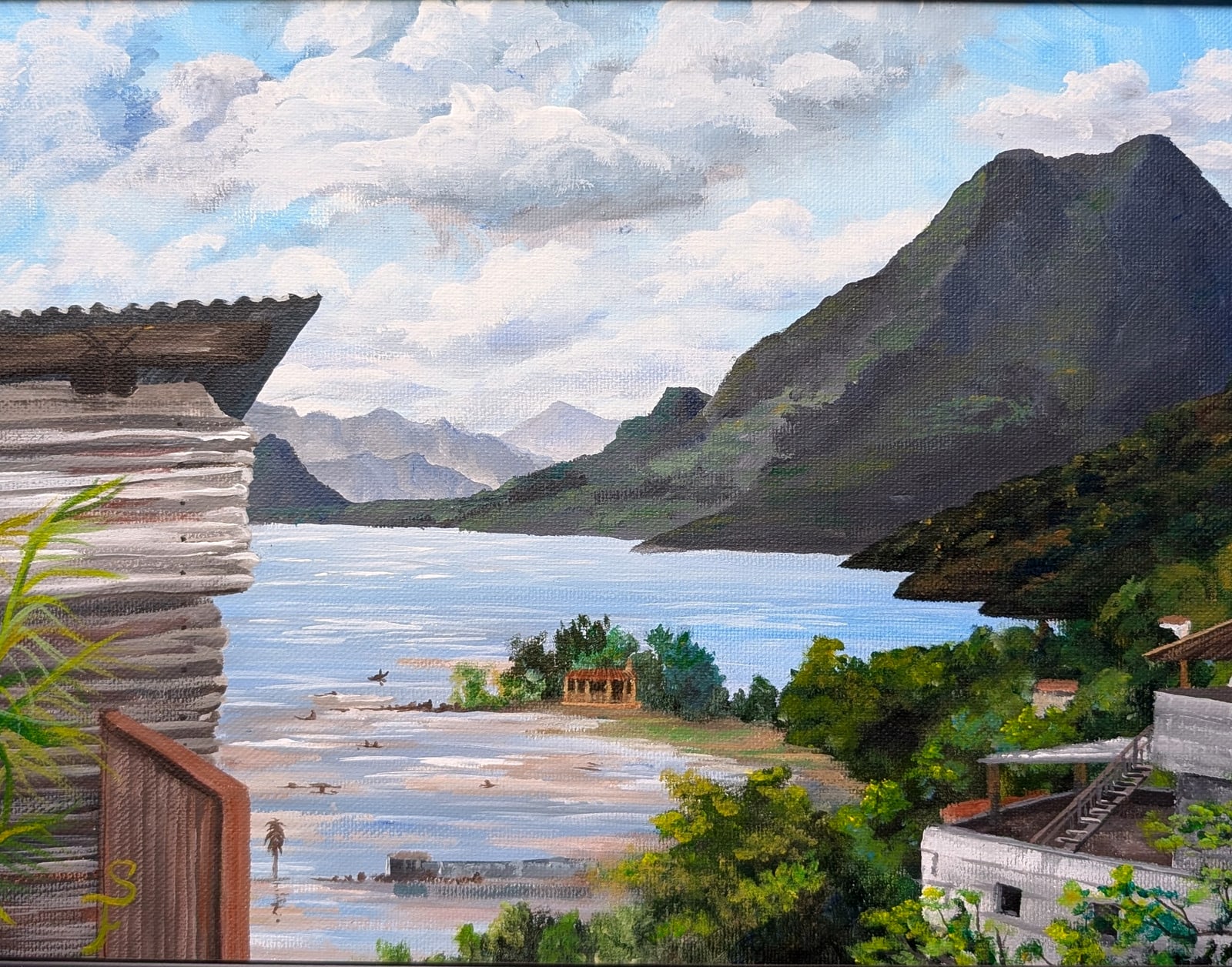 Acrylic on canvas: In the Shadow of Atitlán, Lake Atitlán, Guatemala