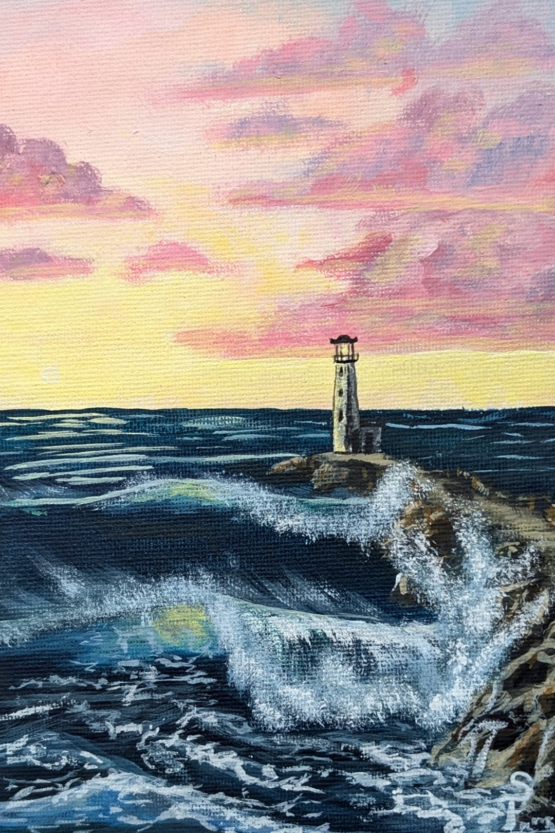 Acrylic on Canvas: Little Sunrise Lighthouse