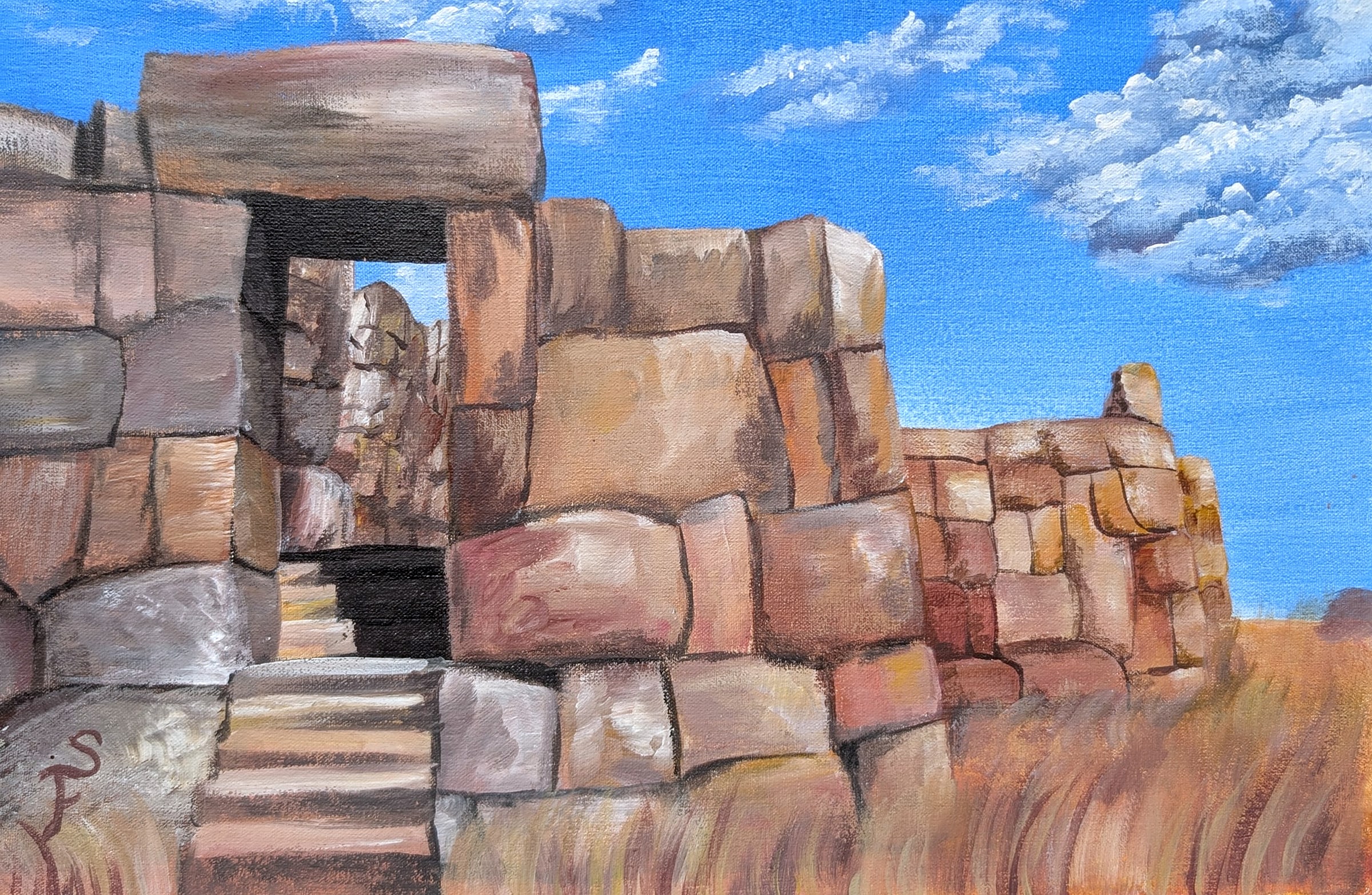 Acrylic on canvas: Peru Gateways: Field, Cusco, Peru