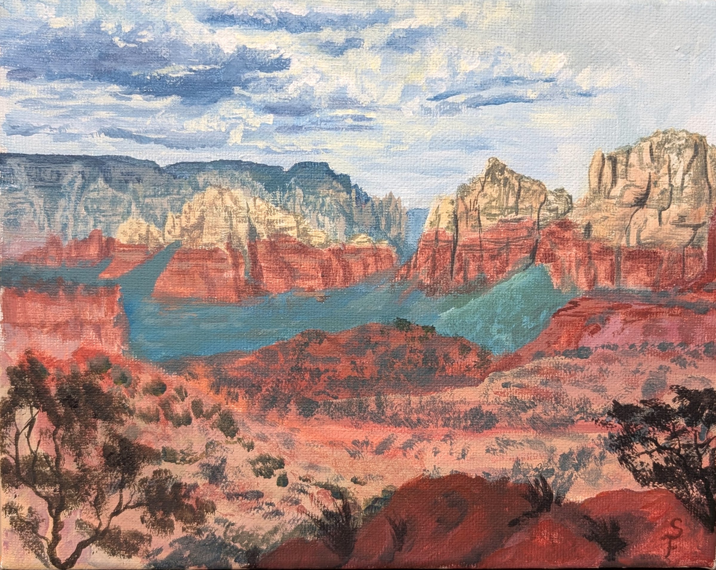 Acrylic on canvas: Sedona Hills, Bear Mountain, Sedona, Arizona