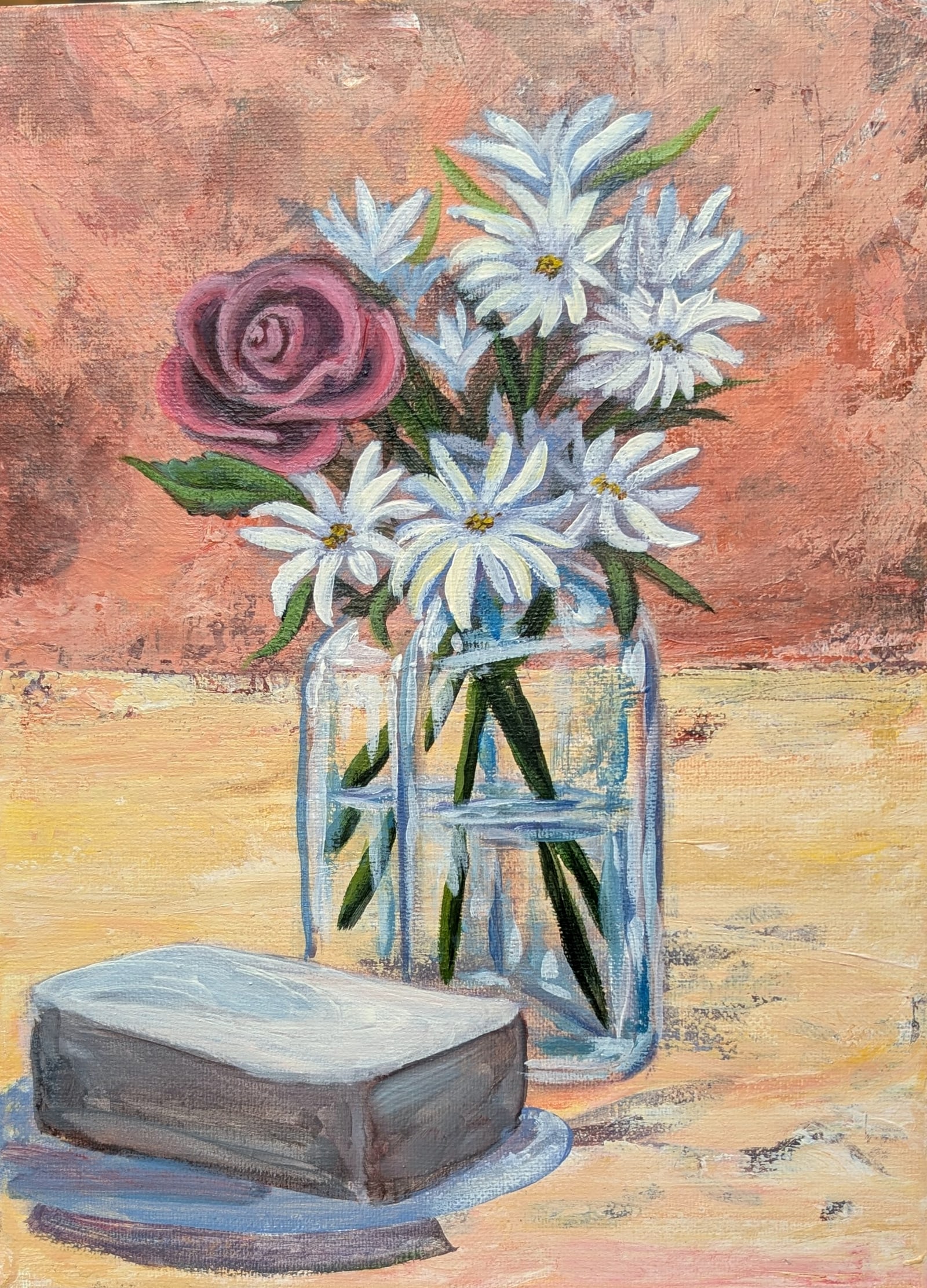 Acrylic on canvas: Soap and Daisies