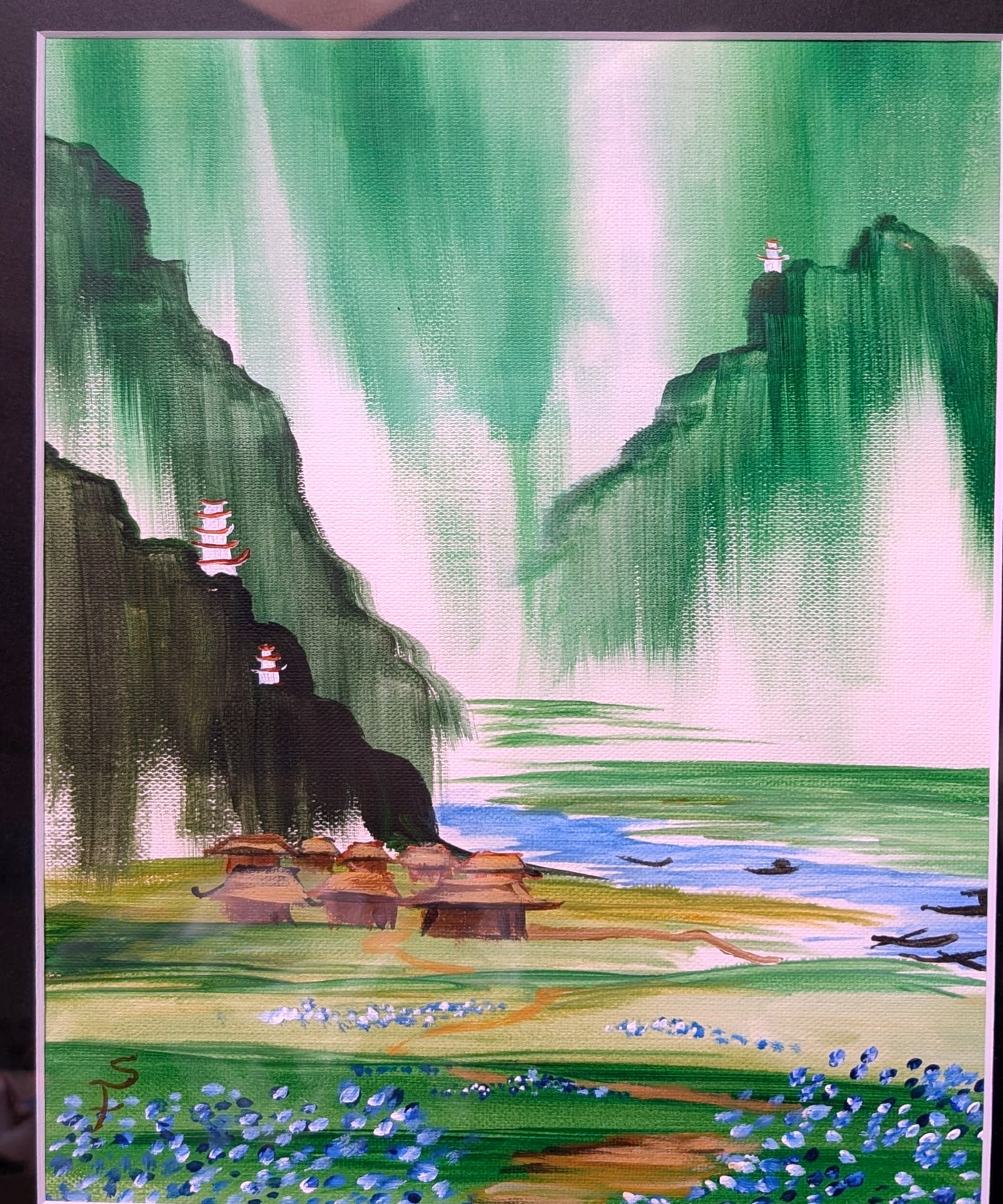 Acrylic on canvas: Vietnamese Green Mountains, Vietnam
