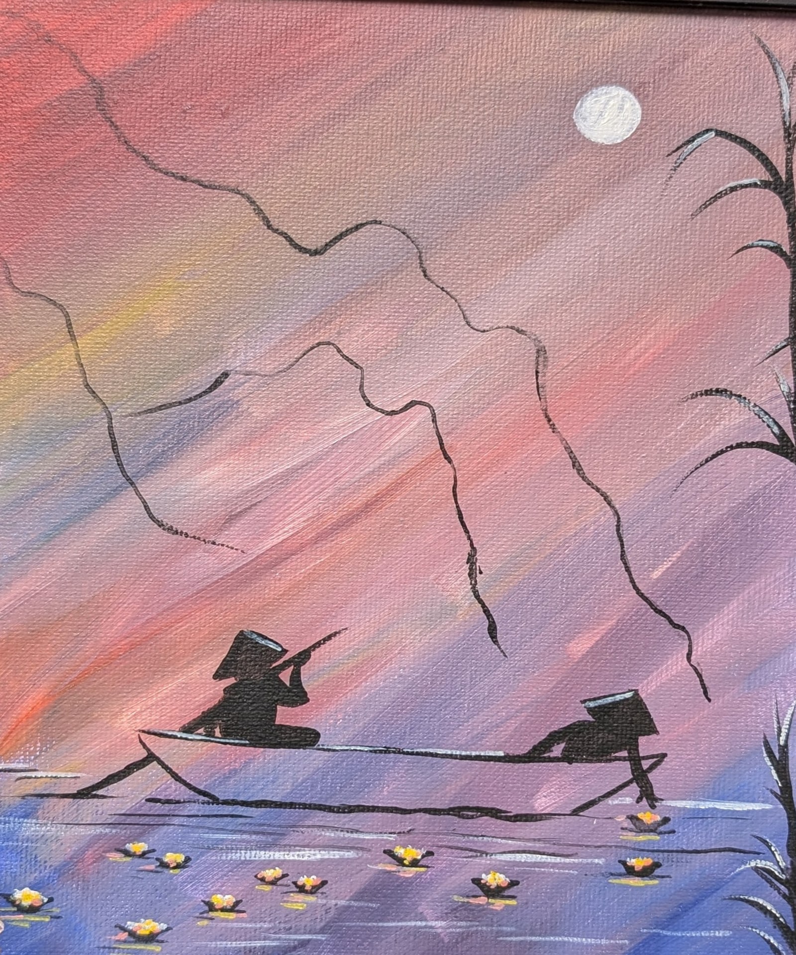 Acrylic on canvas: Vietnamese Purple Mountains, Hoi An, Vietnam